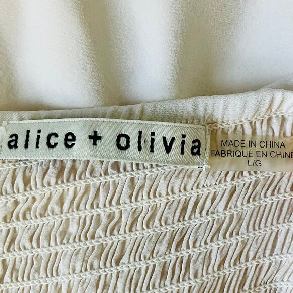 Alice + Olivia Off White Ruffle Off Shoulder Dress Size Large - Picture 2 of 5